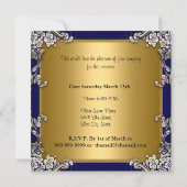 Luxurious Gold and Blue Birthday Party Invite 招待状 (裏面)