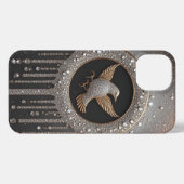 Luxurious Gold and Diamond Bird Emblem iPhoneケース (裏面横)