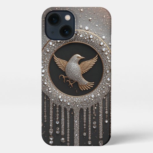 Luxurious Gold and Diamond Bird Emblem iPhoneケース (裏面)