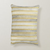 Luxurious, Gold Beigi Grey Stripes,Elegant, Modern アクセントクッション (裏面(縦))