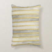 Luxurious, Gold Beigi Grey Stripes,Elegant, Modern アクセントクッション (正面(垂直))