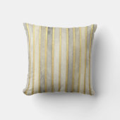 Luxurious, Gold Beigi Grey Stripes,Elegant, Modern クッション (正面)