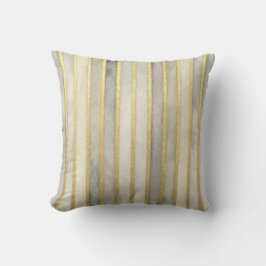 Luxurious, Gold Beigi Grey Stripes,Elegant, Modern クッション