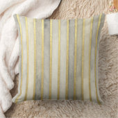 Luxurious, Gold Beigi Grey Stripes,Elegant, Modern クッション (ブランケット)