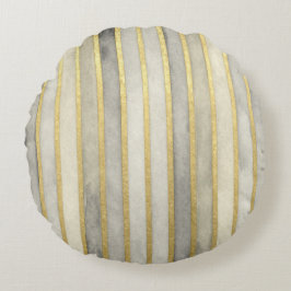 Luxurious, Gold Beigi Grey Stripes,Elegant, Modern ラウンドクッション