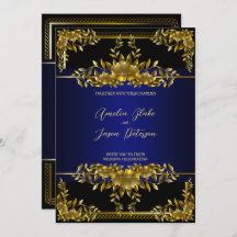 Luxurious Gold Carving Floral | Blue Black