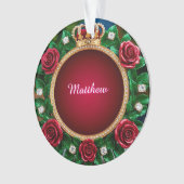 Luxurious Gold Crown Frame Adorned With Roses オーナメント (正面)