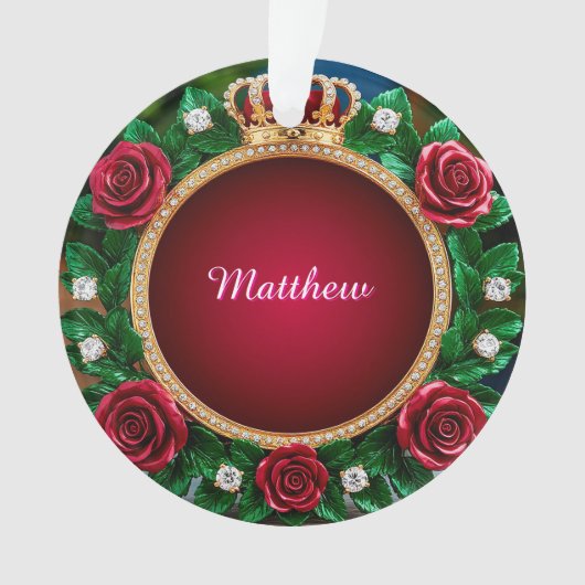 Luxurious Gold Crown Frame Adorned With Roses オーナメント (正面)