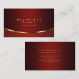 Luxurious Gold Curve Minimalist Red Burgundy 名刺