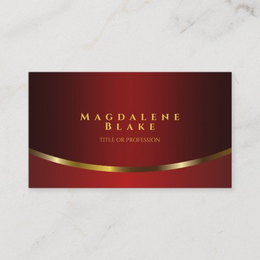 Luxurious Gold Curve Minimalist Red Burgundy 名刺 (正面)