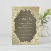 Luxurious Gold Damask Wedding Invitation 招待状 (スタンド正面)