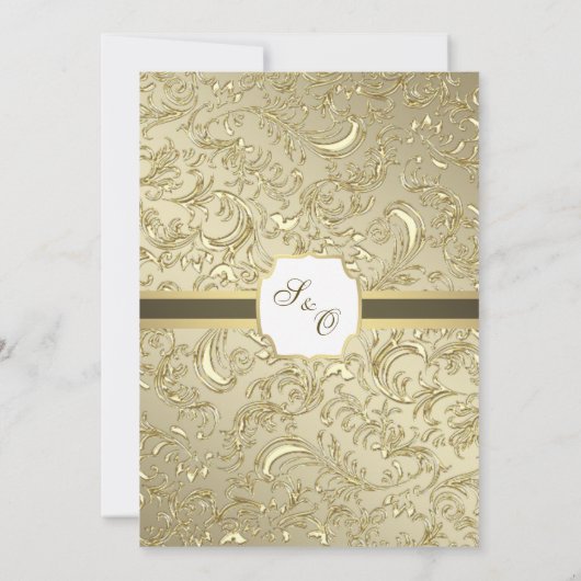 Luxurious Gold Damask Wedding Invitation 招待状 (裏面)