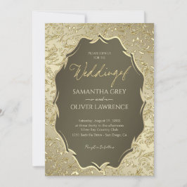 Luxurious Gold Damask Wedding Invitation 招待状