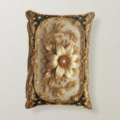 Luxurious Gold Floral Frame アクセントクッション (裏面(縦))