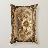 Luxurious Gold Floral Frame アクセントクッション (正面(垂直))