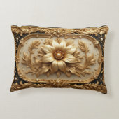 Luxurious Gold Floral Frame アクセントクッション (裏面)