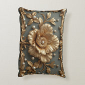 Luxurious Gold Floral Frame アクセントクッション (裏面(縦))