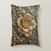 Luxurious Gold Floral Frame アクセントクッション (正面(垂直))