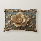 Luxurious Gold Floral Frame アクセントクッション (裏面)