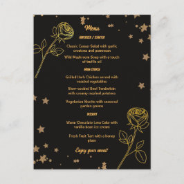 Luxurious Gold Foil Floral Wedding Menu Card ポストカード