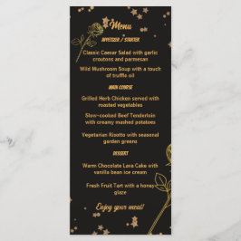 Luxurious Gold Foil Floral Wedding Menu Card メニュー