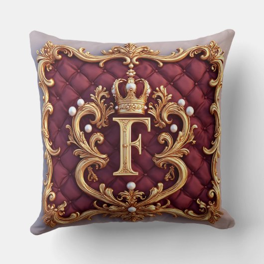 Luxurious Gold Frame With Crowned Monogram クッション (裏面)