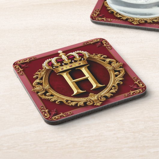 Luxurious Gold Frame With Crowned Monogram コースター (左側)