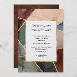 Luxurious Gold Geometric Blue Brown Green 招待状