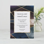 Luxurious Gold Geometric Blue Purple Brown Wedding 招待状 (スタンド正面)