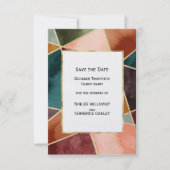 Luxurious Gold Geometric Purple Teal Rust Wedding セーブザデート (正面)
