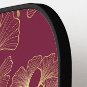 Luxurious Gold Ginkgo Leaves on Deep Burgundy (1) ピックルボールラケット (左詳細)