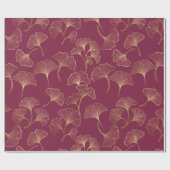Luxurious Gold Ginkgo Leaves on Deep Burgundy (1) ラッピングペーパー (フラット)