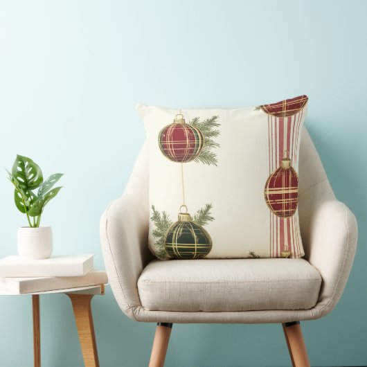 Luxurious Gold & Green Christmas Throw Pillow クッション (椅子)