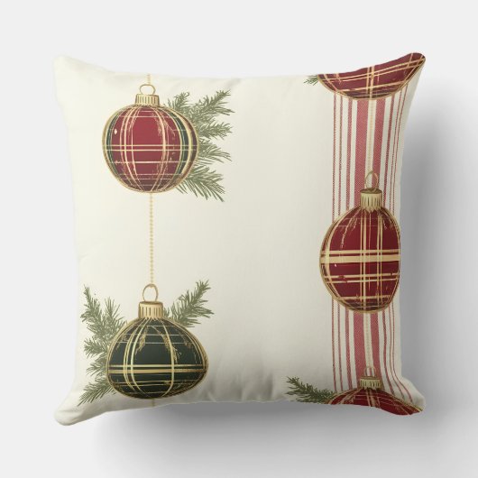 Luxurious Gold & Green Christmas Throw Pillow クッション (裏面)