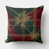 Luxurious Gold & Green Christmas Throw Pillow クッション (正面)
