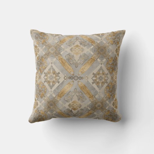 Luxurious, Gold Grey Beigi Ornament , Elegant クッション (裏面)