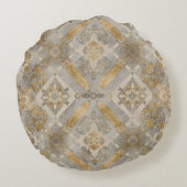 Luxurious, Gold Grey Beigi Ornament , Elegant ラウンドクッション (裏面)