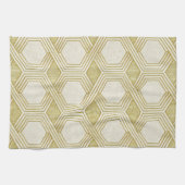 Luxurious Gold Hexagon Pattern - Marble Texture キッチンタオル (横)