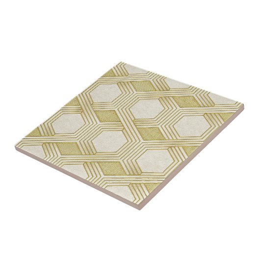 Luxurious Gold Hexagon Pattern - Marble Texture タイル (側面)