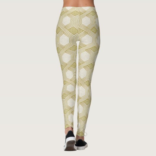 Luxurious Gold Hexagon Pattern - Marble Texture レギンス (裏面)
