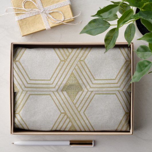 Luxurious Gold Hexagon Pattern - Marble Texture 薄葉紙 (ギフト)