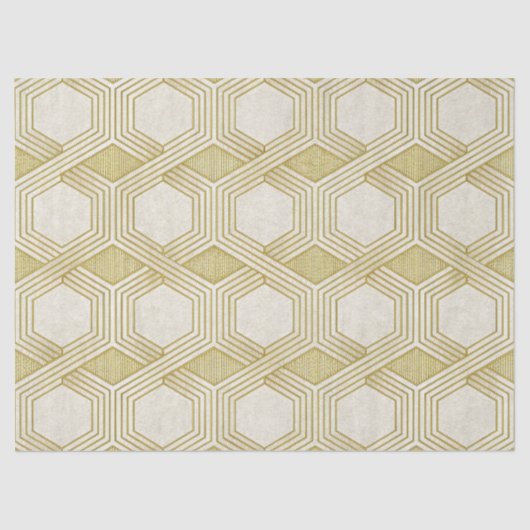 Luxurious Gold Hexagon Pattern - Marble Texture 薄葉紙 (正面)