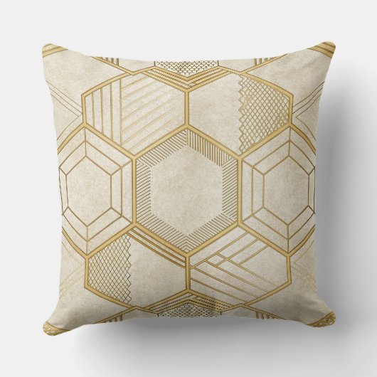 Luxurious Gold Hexagon Pattern - Marble Texture 2 クッション (裏面)