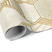 Luxurious Gold Hexagon Pattern - Marble Texture 2 ラッピングペーパー (ロールコーナー)