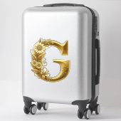 Luxurious Gold Letter G with Floral Daisies Design シール (スーツケース)
