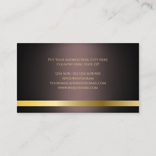 Luxurious Gold Line Minimalist Dark Brown 名刺 (裏面)