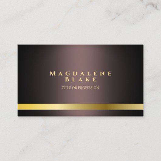 Luxurious Gold Line Minimalist Dark Brown 名刺 (正面)