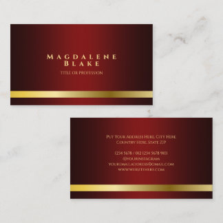 Luxurious Gold Line Minimalist Red Burgundy 名刺
