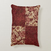 Luxurious Gold Maroon Flowers and Pixels アクセントクッション (裏面(縦))