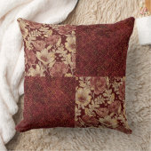 Luxurious Gold Maroon Flowers and Pixels クッション (ブランケット)